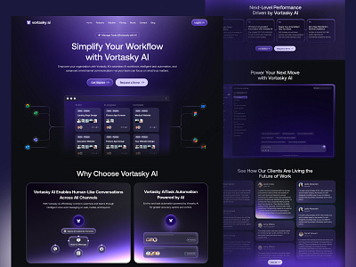 SaaS Landing page - Vortasky AI Task management website ai agent ai agent ui ai landing page ai task management ai website automation landing automation landing page automation website b2b website dark dark mode dark mode website landing page project management project management tool saas task task management ui task management website task web app