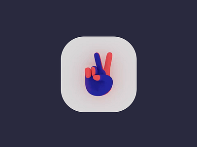 Peace Sign Icon 3d 3d animation 3d art 3d art work 3d design 3d render blue color match creative dark background design hand hand gesture modern art peace peace icon peace symbol red rolling peace symbol