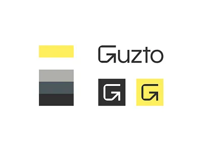 Guzto Branding System – Logo, Monogram & Color Palette arrow logo brand identity branding branding system color palette design graphic design grey icon letter g logo design luxury minimalist modern monogram natural materials stone typographic visual identity yellow