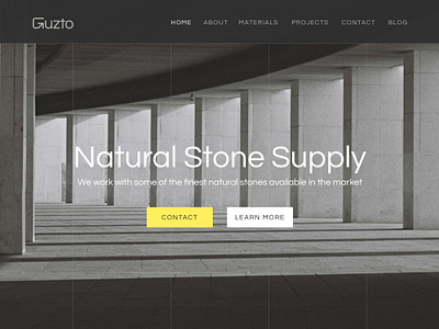 Guzto Logo in Website Mockup – Architecture & Materials Theme architecture website arrow brand identity branding design graphic design homepage design letter g logo design minimalist modern premium materials rebranding stone supplier surface ui visual identity web design website mockup wordmark