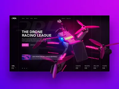 Drone racing league redesign concept colour concept drone drylikov flying home page landing page racing ui ux web website