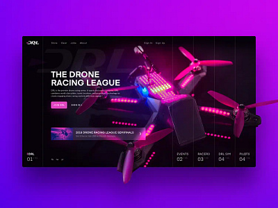 Drone racing league redesign concept colour concept drone drylikov flying home page landing page racing ui ux web website