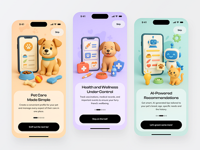 Pawfect App ai app app design application mobile mobile app onboarding pet care product design splash screen ui design uiux ux design