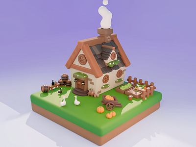 3D Cozy Countryside Cottage 3d 3d art 3d art work 3d duck 3d house 3d model 3d modelling 3d render 3d rendering 3d vegetables 3d visual cottage countryside cozy duck garden graphic design vegetables village