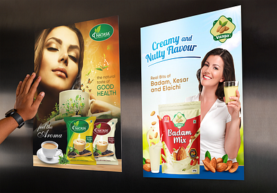 Natasa Premium Blended Tea & Vaaga Badam Mix - Poster Design branding graphic design logo packaging design poster design