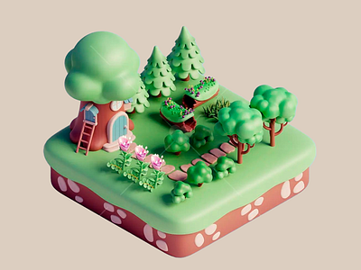 3D Enchanted Treehouse Garden 3d 3d art 3d decor art 3d design 3d flowers 3d model 3d tree 3d treehouse cartoonish graphic design greenery inspire micro living nature nature inspire tree treehouse trees whimsical