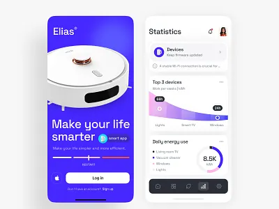 Smart home Mobile App ai app chart clean design diagram graph ios iot mobile smarthome ui user interface ux widget