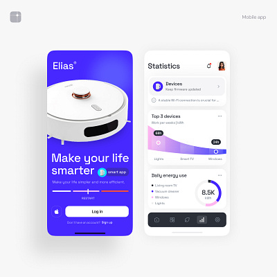 Smart home Mobile App ai app chart clean design diagram graph ios iot mobile smarthome ui user interface ux widget