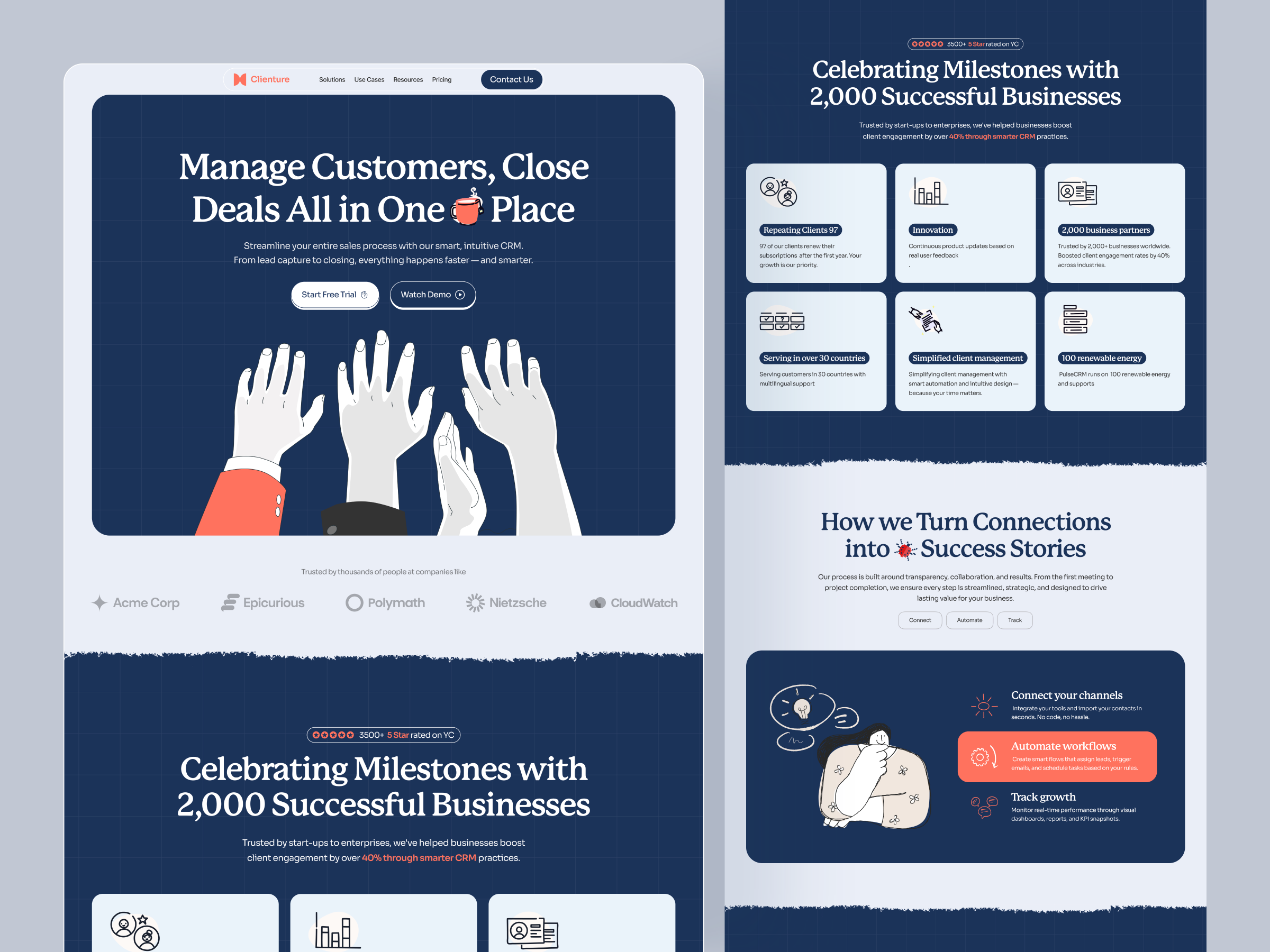 CRM Software Landing Page b2b business business landing page crm crm software crm software landingpage crm website customer management dashboard ui landing page saas saas landing page sales smart crm ui ui design ui ux web design web ui website