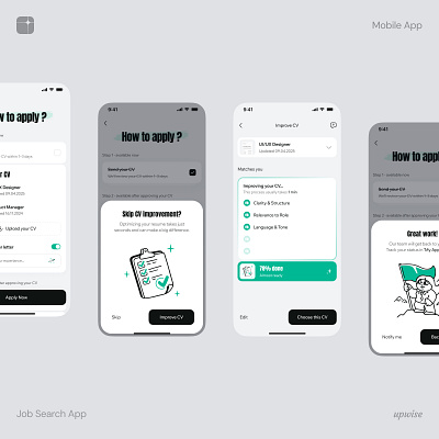 Job Search - AI CV Analyzer Moblie App ai analyze checklist clean cv design ios job mobile search ui user interface ux