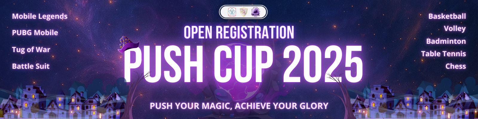 Gaming & Sports Tournament Header adobe photoshop championship esports event banner event design games graphic design header competition header design illustration magic mobile legends multisport poster poster promotion pubg mobile purple sports starnight tournament