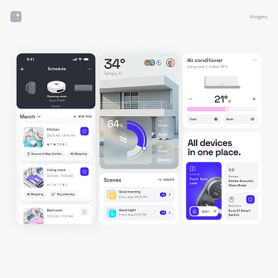 IoT - Smart home mobile app app design app interface charts clean design diagram graph mobile app product startup temperature ui ui design ux weather widgets