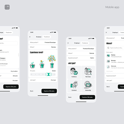 Mobile App - Job Search Filters app design app interface clean design filters illustration ios job product search settings startup ui ux