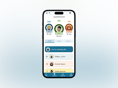 Leader Board - Financial Literacy App edutech fintech leader board leaderboard ui