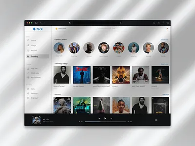 Music Player Dashboard - Flick music player artists dashboard music music player