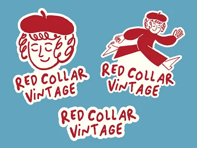 RED COLLAR VINTAGE art work brand brand design branding branding store design girl logo graphic design hand draw logo illustration logo logo vintage store red logo shop logo vector vintage store