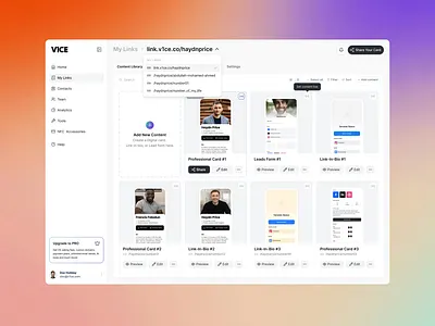 Link page. V1CE Dashboard SaaS design nfc profile design branding dashboard design digital business card ecommerce networks nfc business cards product design saas design share info share your info shop template ui user friendly user interface v1ce web