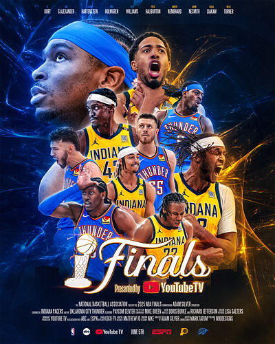2025 NBA Finals (Pacers at Thunder) 2025 finals basketball design gfx graphic design indiana pacers nba nba finals okc oklahoma city thunder sports design