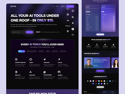 AI Tools Landing Page ai ai design ai landing page ai startup ai tools ai website landing page chat bot chatgpt dark landing page minimal saas saas landing page tech template for ai ui user experience ux web design website website ui