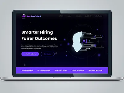 🖤💼 AI Hiring Platform – Smarter Hiring, Fairer Outcomes 🤖✨ figma landing page design saas user interface ux design