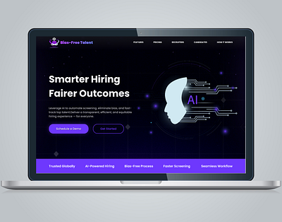 🖤💼 AI Hiring Platform – Smarter Hiring, Fairer Outcomes 🤖✨ figma landing page design saas user interface ux design