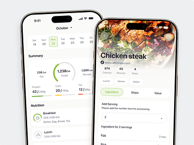 Cooking App Sample ai app cook explore food meal meal plan nutrition nutrition fact recipe ui