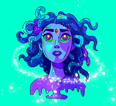 Medusa art avatar brush art cover cute flat illustration greek illustration medusa mythlogy pixel art profile sticker vector