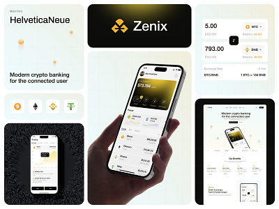 Crypto Banking Zenix - Branding ai app banking charts clean crypto minimal mobile app money app product design web design
