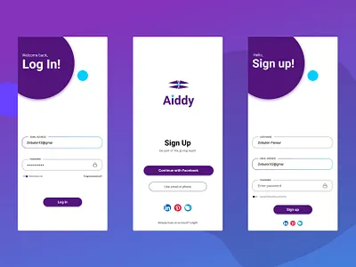 Sign up and log in page for a Charity app!! appdesign charity login signup ui