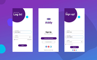Sign up and log in page for a Charity app!! appdesign charity login signup ui