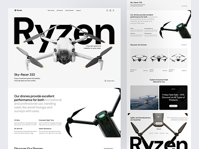 Ryzen Drone - E-Commerce Landing Page business design drone ecommerce gadget landing page marketplace shopping technology ui ux website