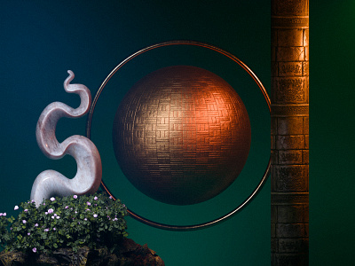 Random Ancient Composition 3D Render 3d abstract artwork blender gold ui