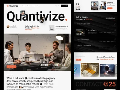 Quantivize - Creative Digital Marketing Agency agency branding business community company corporate creative design digital elementor framer landing marketing page startup ui webflow website wordpress