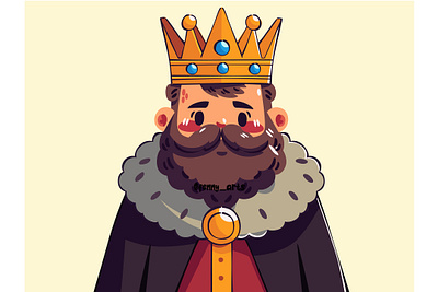 Illustration of Character King with Crown character costume crown empire fantasy historical king kingdom leadership majestic male man medieval object portrait power royalty throne tradition warrior