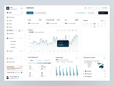 Brisk - CRM Dashboard brisk businessintelligence clean crm crm dashboard crm dashboard design dashboard dashboard design datavisualization design minimalist ui uidesign uiux uiuxdesign ux uxdesign uxerflow