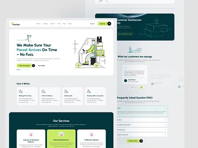 Profast – Courier & Parcel Management Website UI courier web app courier website landing page design parcel management parcel product design parcel web parcel website saas system design ui design web ui website design