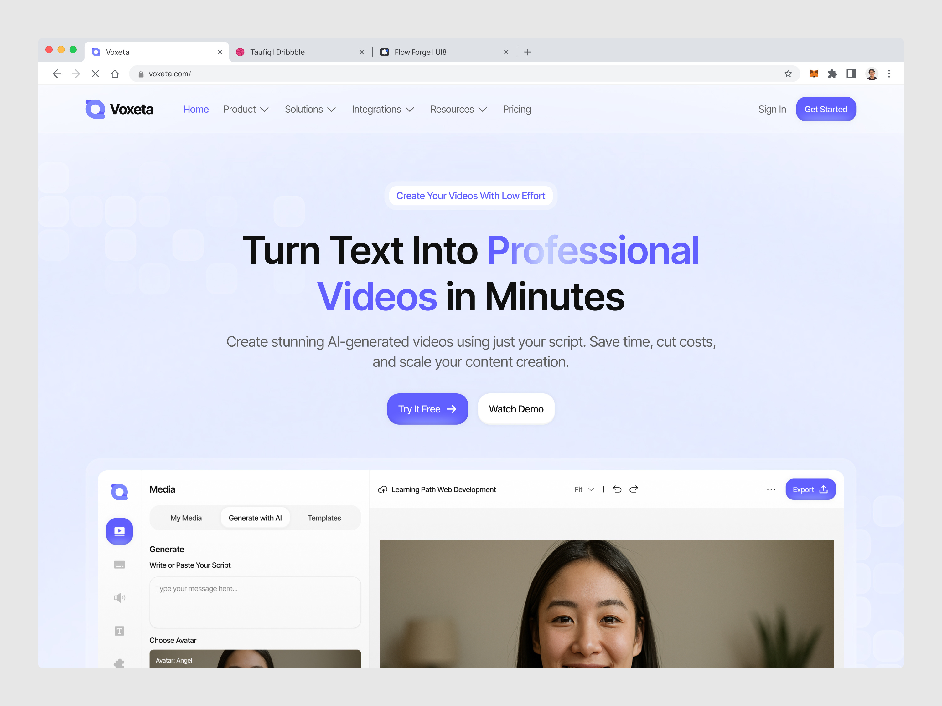 Example of [Detail Feature Page] Voxeta UI Kit
