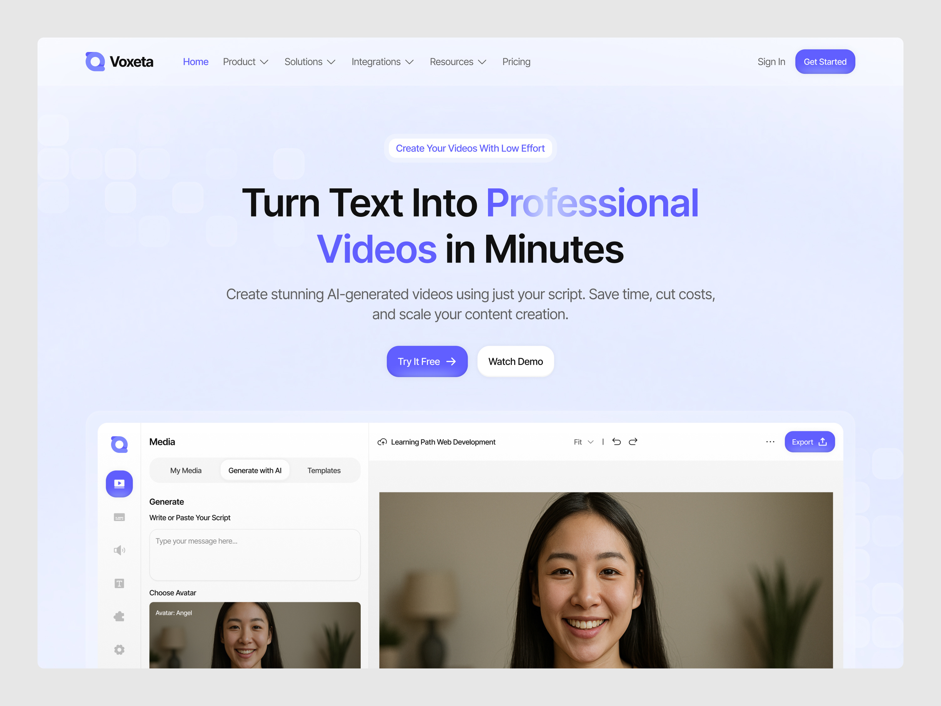 Example of Ai Video Generator Or Editor Website