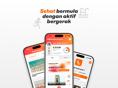 gerak landing page website redesign concept app clean design figma gradient graphic design grey illustration landing page light lines mobile orange run simple sport ui ux web white