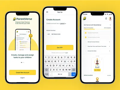 App Onboarding Flow for ParentVerse App app design app onboarding app ui material design mobile app onboarding onboarding flow otp