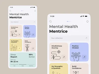 Mental Health Mobile App Redesign app design health app mental care mental health mobile app design mobile app mockup mobile app ui mobile app ui design uiux