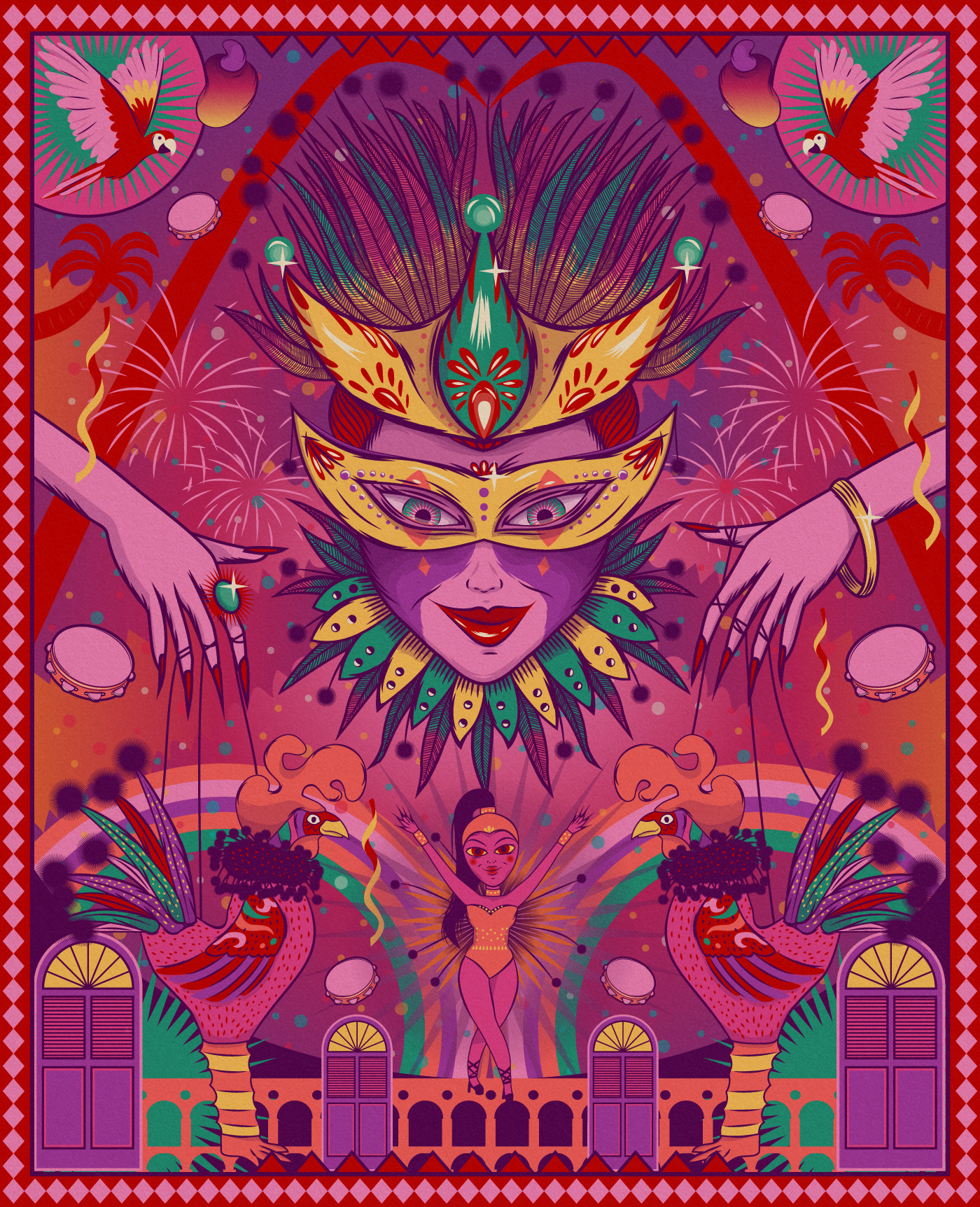 Carnaval poster adobe illustrator bold colors brand illustration colorful concept art concept illustration detailed illustration digital illustration drawing graphic design high detailed illustration pop art vector art vector illustration
