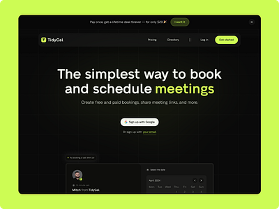 Tidycal Redesign landing page saas design saas ui saas website ui design uiux ux design web design website