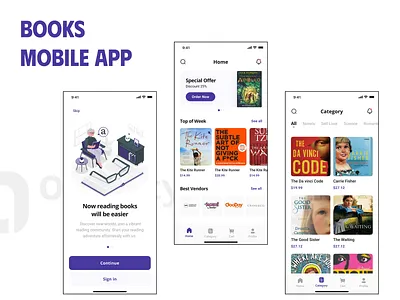 Books Mobile App UI Design 3d animation branding design figma graphic design illustration logo motion graphics ui vector