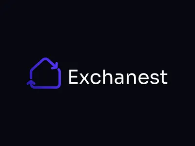 Exchanest – Home Logo Design for Web3 & Crypto Platform app icon blockchain logo branding branding expert buy sell crypto logo designer crypto tech branding exchange logo home appliance logo logo design logo design specialist logo designer real estate branding expert real estate branding specialist saas exchange identity startup identity swap logo web3 logo