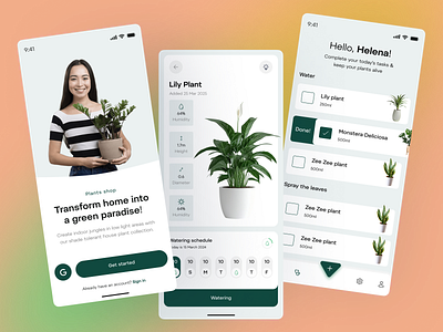 Plant Care Mobile App Design UI/UX app design app development design app e commerce app farming flower garden garden app green app home plant mobile app mobile app design nature plants app profile reminder tree uiux uiux design watering