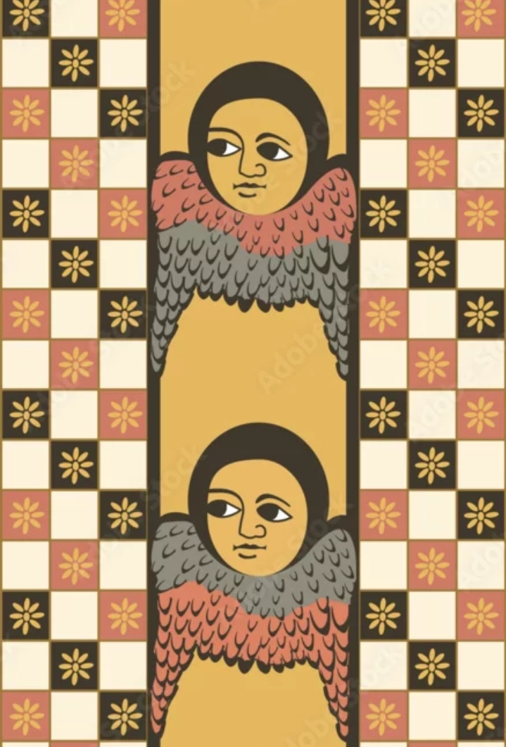 Ethiopian Traditional Church Art – Angel Pattern Wall and Ceilin ancient art ceiling art ethiopian art ethiopian orthodox graphic design heritage iconography mural pattern religious religious art spiritual art traditional