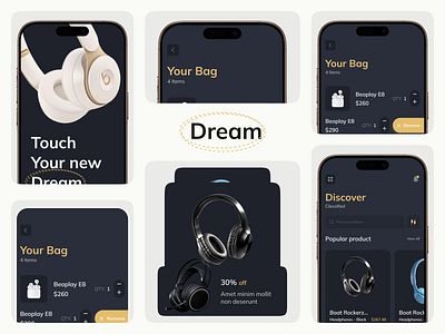 Headphones - E-commerce App Design app design e commerce headphone headphone design headphones shop mobile mobile app mobile app design mobile app ui music music app music application music player music player application onboarding onboarding page online store ui design ux design