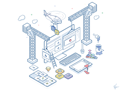 Isometric Illustration - Builder interface icon illustration illustrator isometric