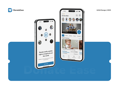 DonateEase-Charity Mobile App branding charity mobile app graphic design logo ui ux